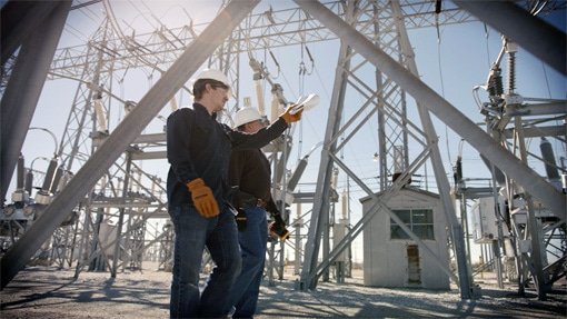 Workers at substation Workers at substation